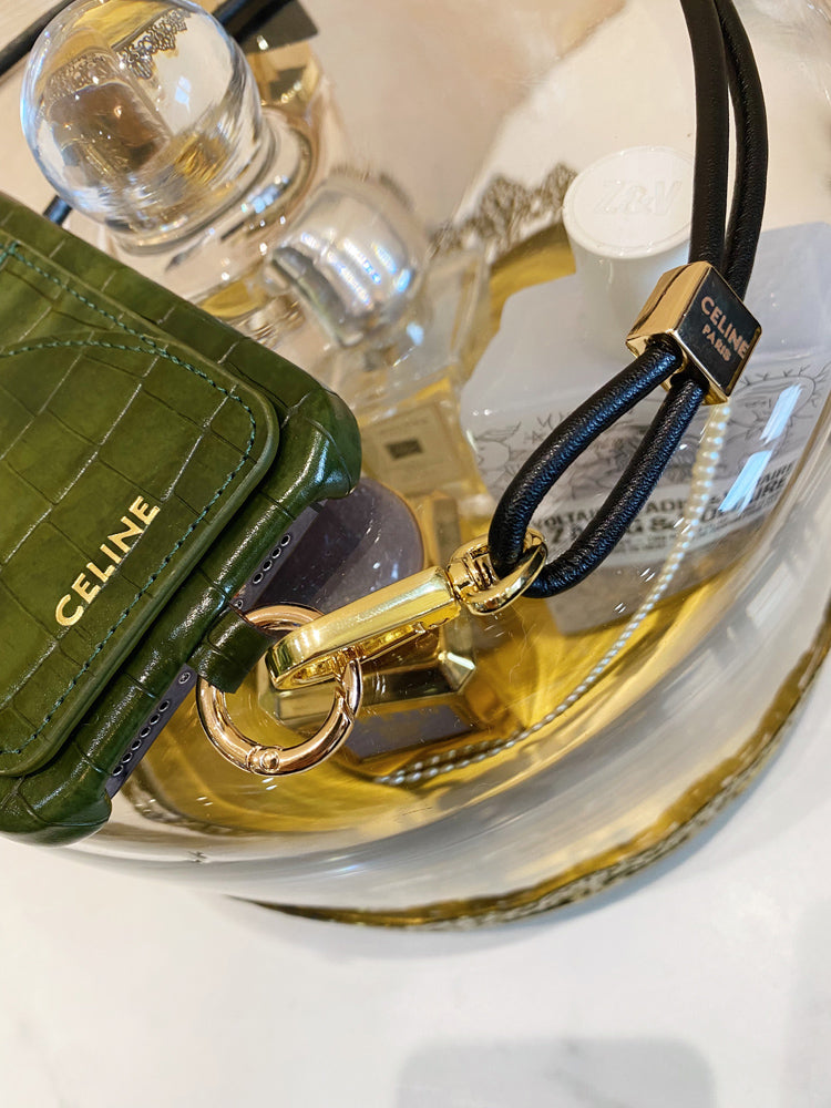 Alligator Print Celine iPhone-kotelo, jossa korttipidike ja hihna vihreä -EYP241415