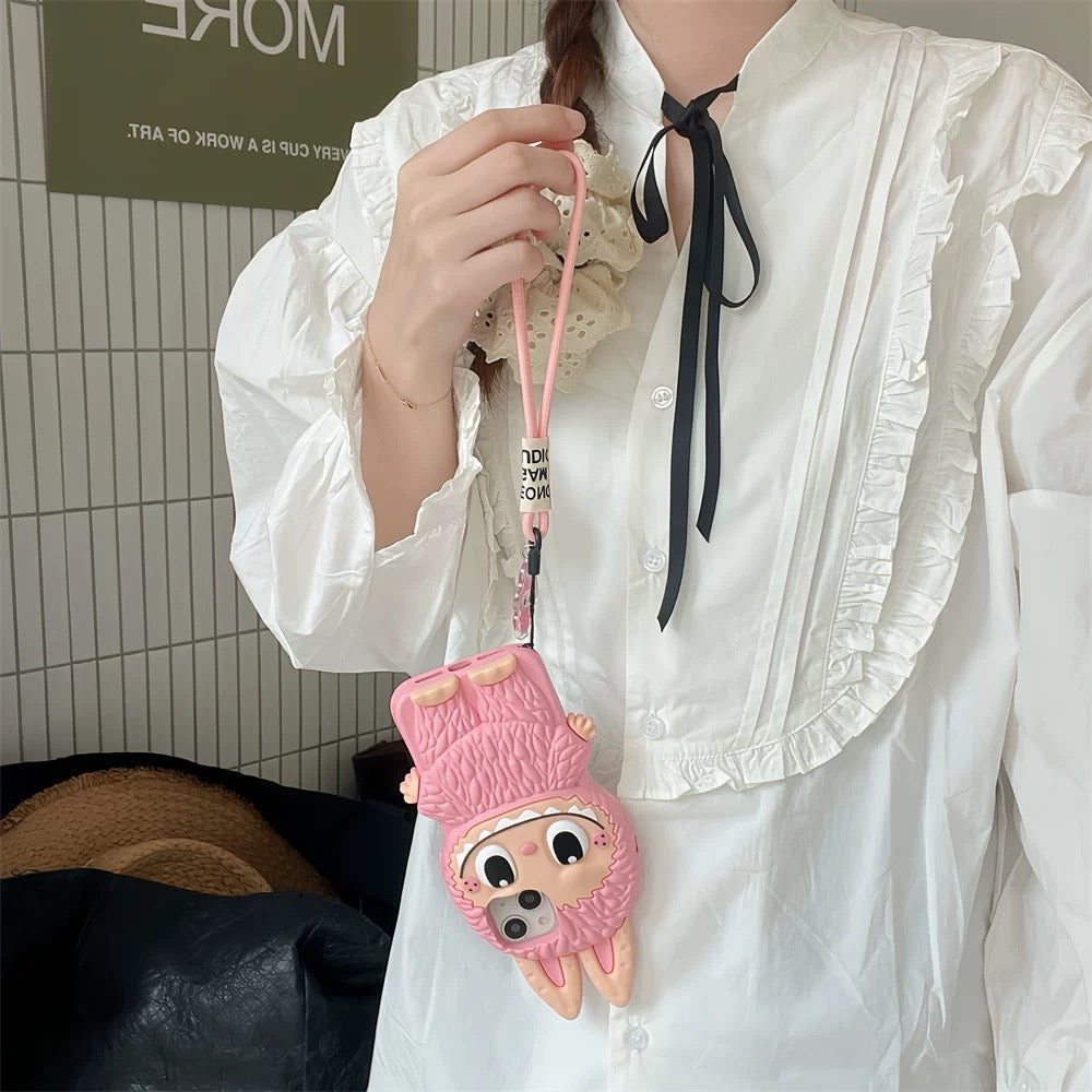 Söpö sarjakuva Labubu Zimomo silikonikotelo | Ruskea vaaleanpunainen - iPhone-kuori