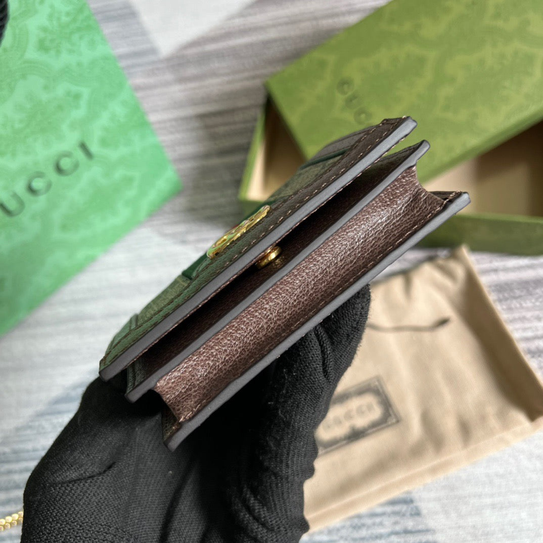 Carteira Ophidia GG Card Case Supreme Canvas Bege para mulheres 4,3 pol./11 cm 523155 96IWG 8745