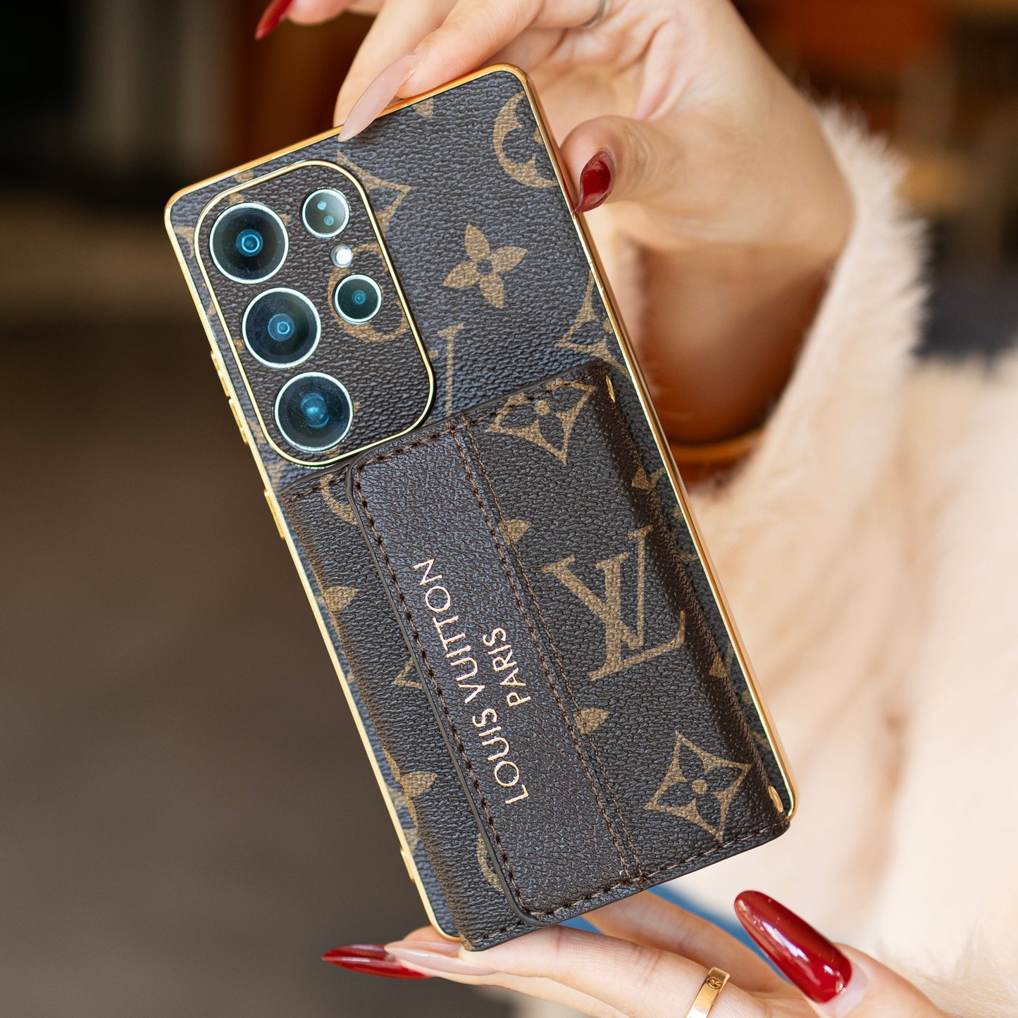 Étui Samsung en cuir de qualité supérieure avec porte-cartes & Dragonne