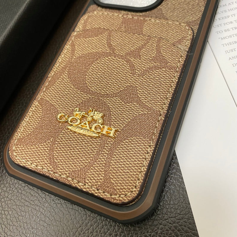 Cás iPhone Clasaiceach Le Sealbhóir Cárta Caife -KB241416