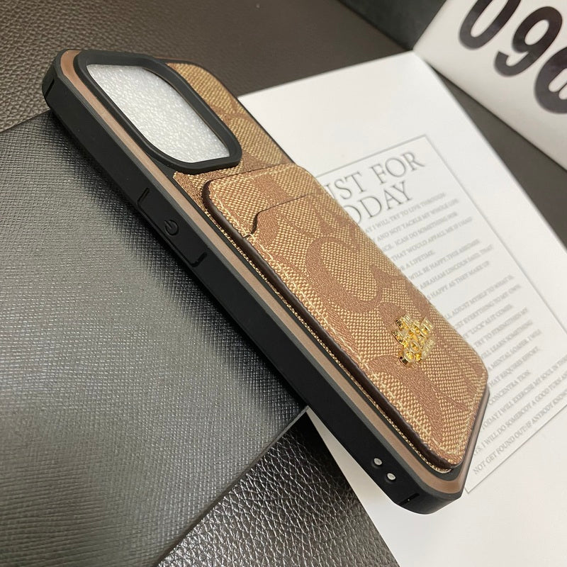 Cás iPhone Clasaiceach Le Sealbhóir Cárta Caife -KB241416