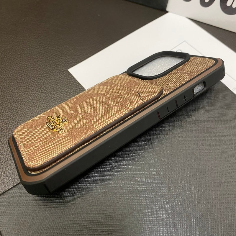 Cás iPhone Clasaiceach Le Sealbhóir Cárta Caife -KB241416
