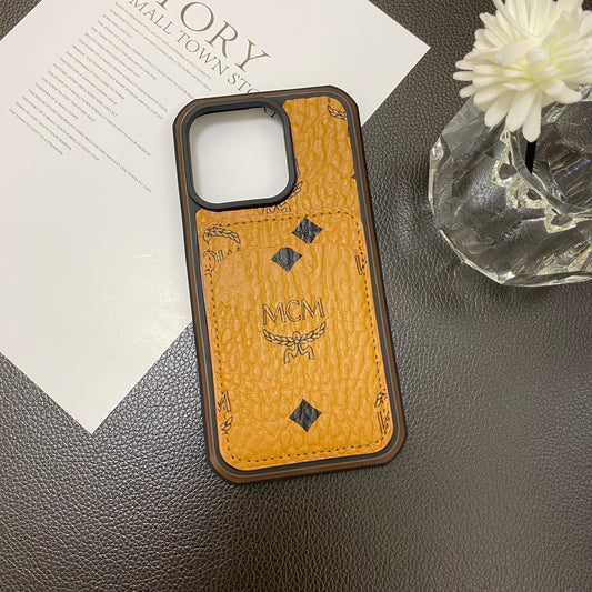 MCM ovitek za iPhone z držalom za kartico rumen-MCK240603