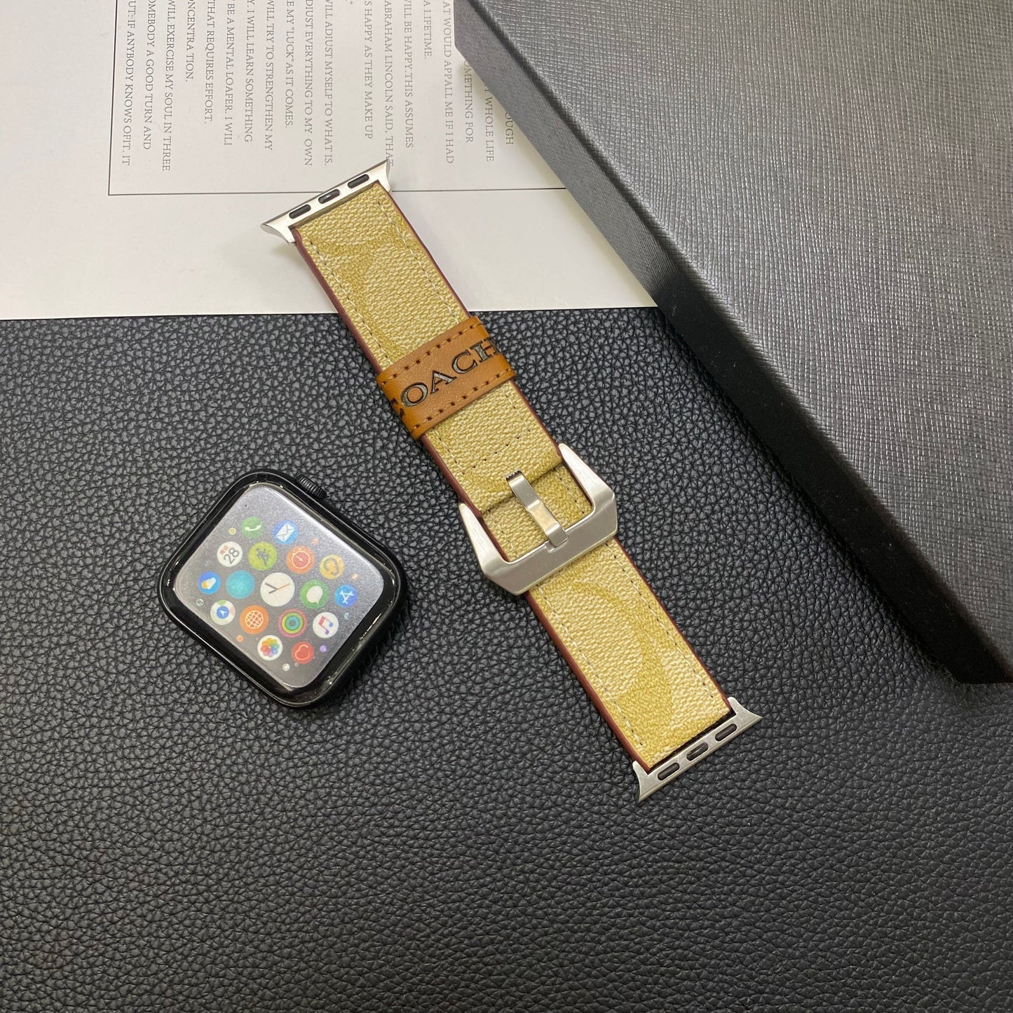 Læder Coach Apple Watch Band Coffee-YHK244221710