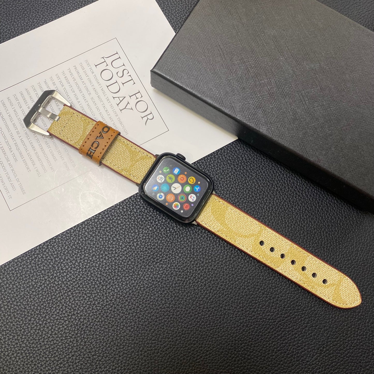 Læder Coach Apple Watch Band Coffee-YHK244221710