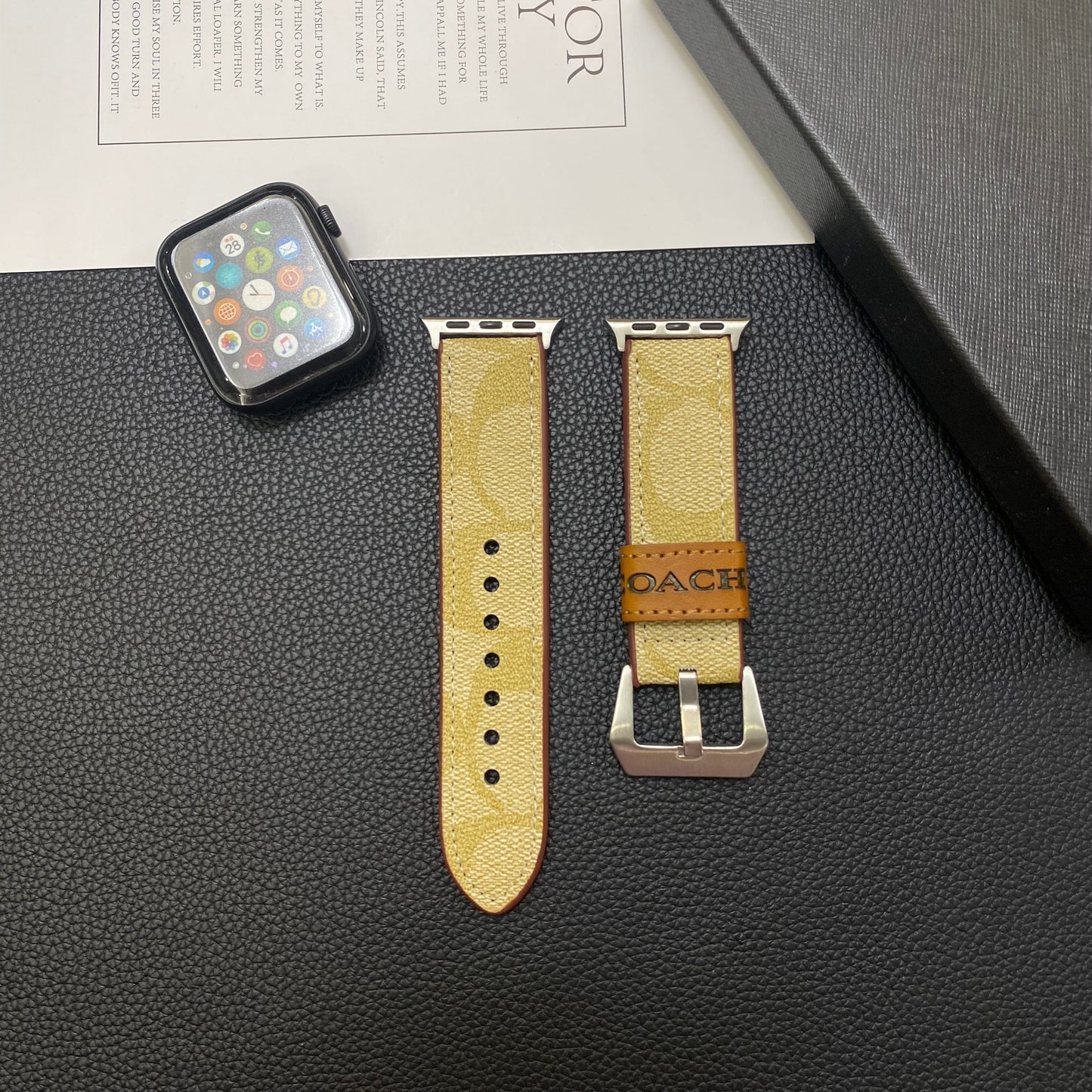 Læder Coach Apple Watch Band Coffee-YHK244221710