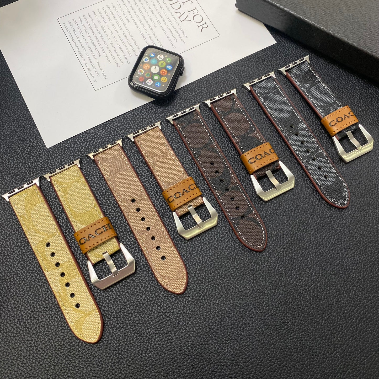 Læder Coach Apple Watch Band Coffee-YHK244221710