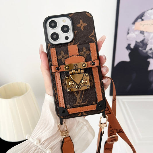 Ylellinen ruskea Crossbody Chain iPhone-kuori