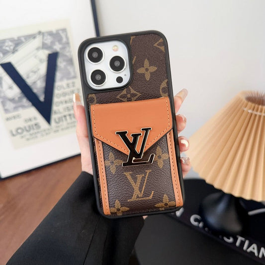 Ylellinen korttilaukun värillinen iPhone-kotelo