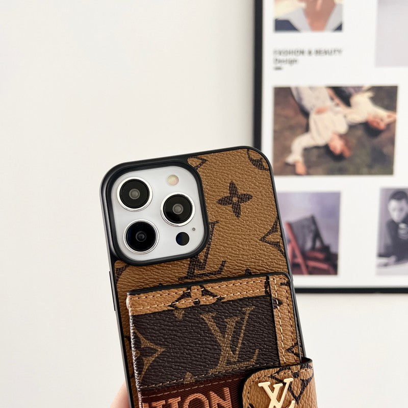 Lyx kortväska Kedja Klassiskt brunt iPhonefodral