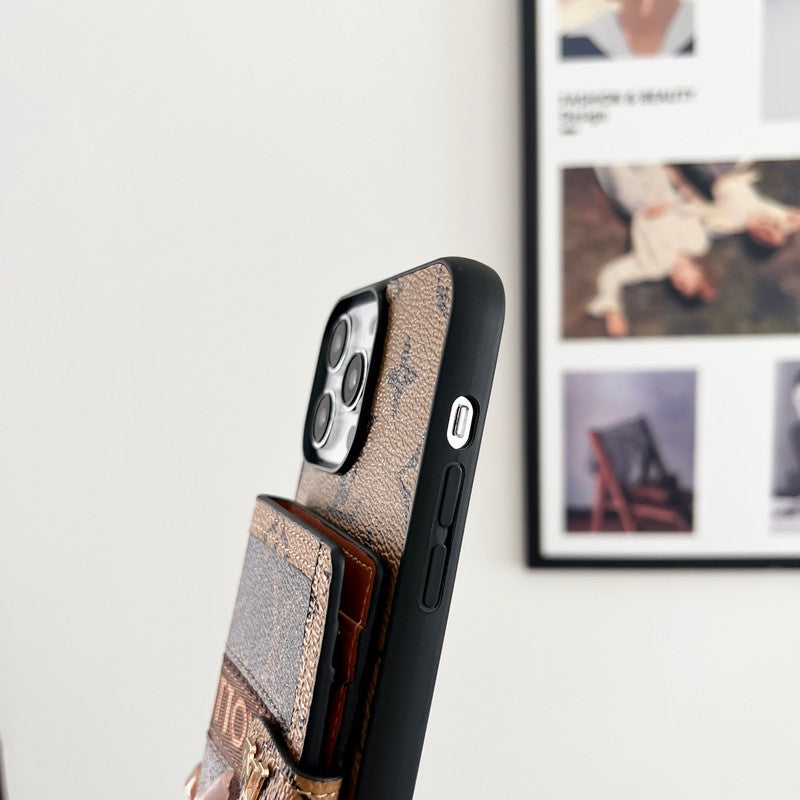 Lyx kortväska Kedja Klassiskt brunt iPhonefodral