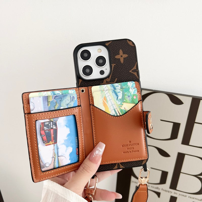 Lyx kortväska Kedja Klassiskt brunt iPhonefodral