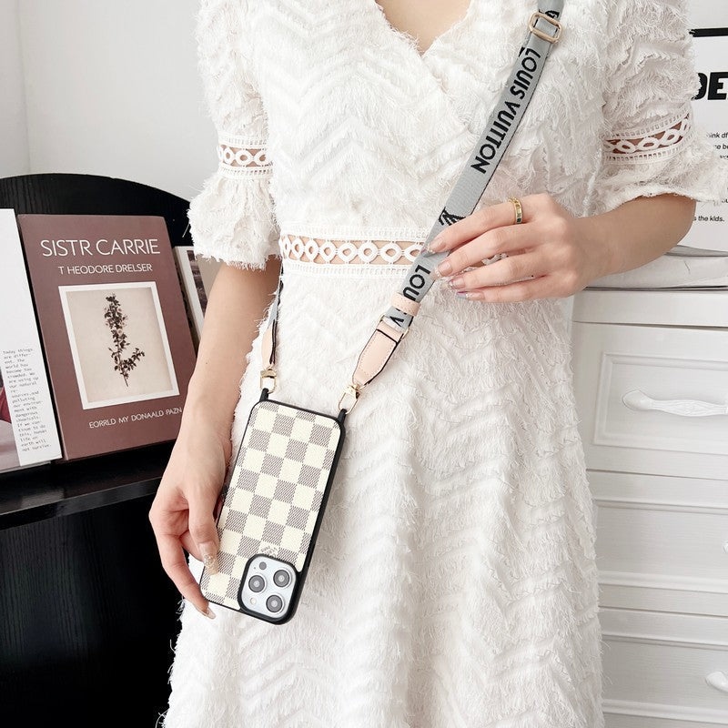 Luxusní černé & bílé crossbody pouzdro na iPhone