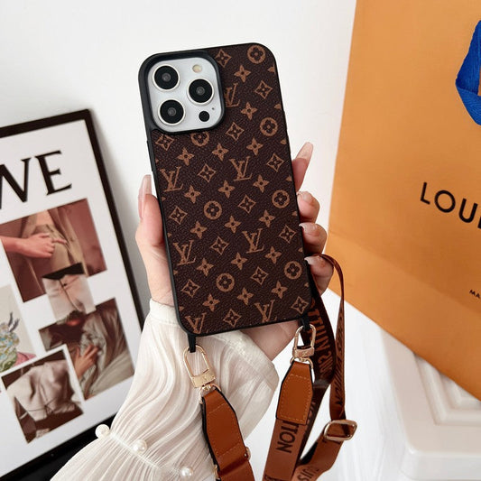 Ylellinen ruskea Crossbody iPhone-kuori