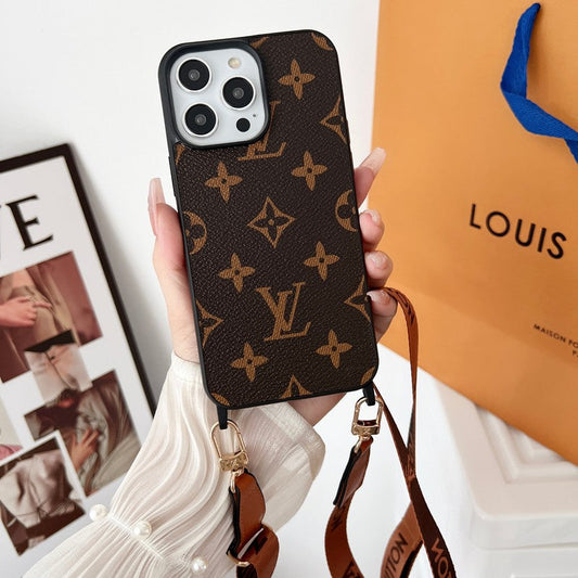 Ylellinen ruskea Crossbody iPhone-kuori