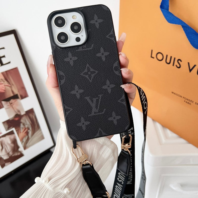 Luxusní černé & bílé crossbody pouzdro na iPhone