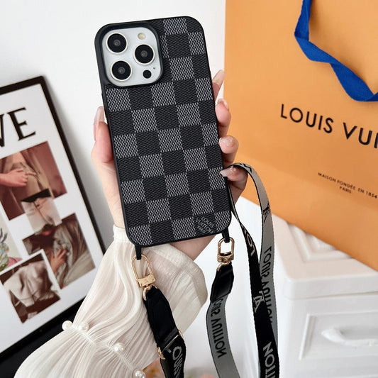 Ylellinen musta & valkoinen Crossbody iPhone-kuori