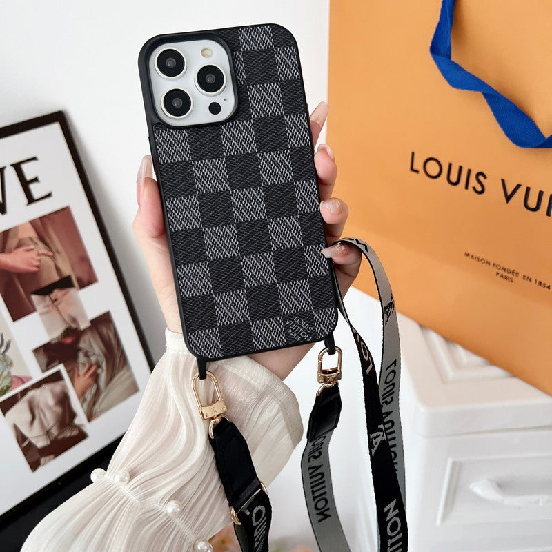 Luxusní černé & bílé crossbody pouzdro na iPhone