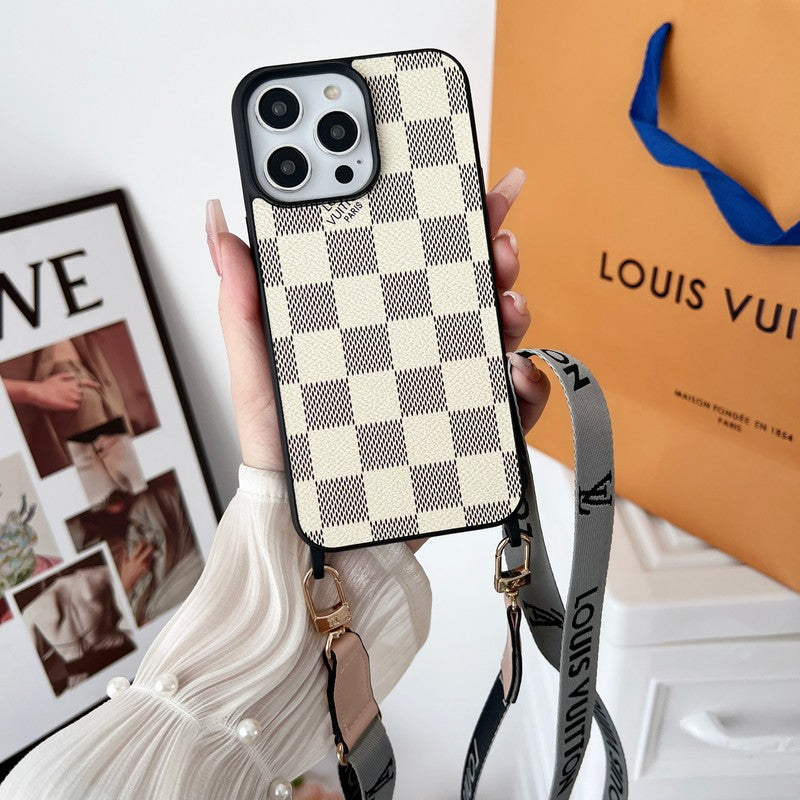 Luxusní černé & bílé crossbody pouzdro na iPhone