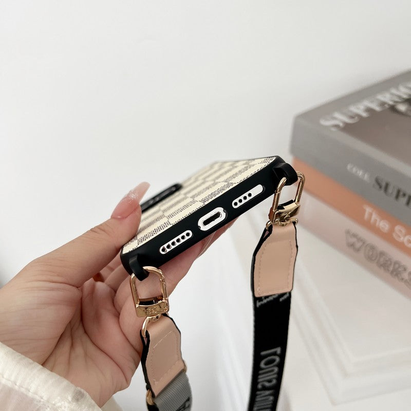 Luxusní černé & bílé crossbody pouzdro na iPhone