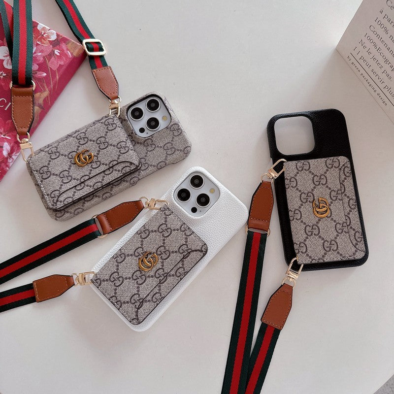 Mála Cárta Préimh Crossbody Cás iPhone Clasaiceach