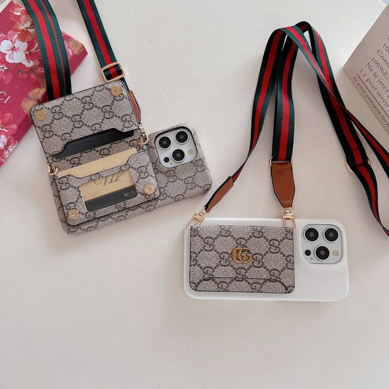 Mála Cárta Préimh Crossbody Cás iPhone Clasaiceach