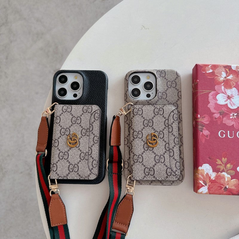 Mála Cárta Préimh Crossbody Cás iPhone Clasaiceach