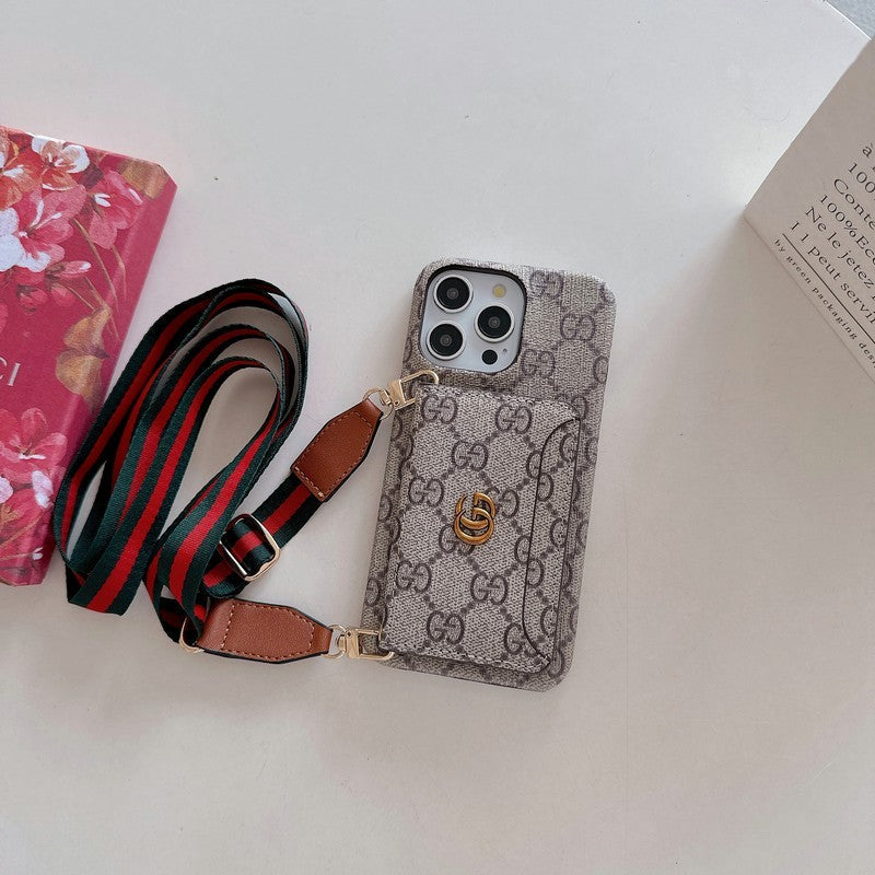 Mála Cárta Préimh Crossbody Cás iPhone Clasaiceach