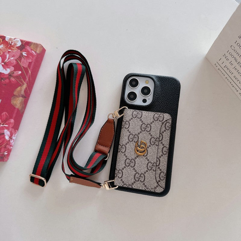 Mála Cárta Préimh Crossbody Cás iPhone Clasaiceach