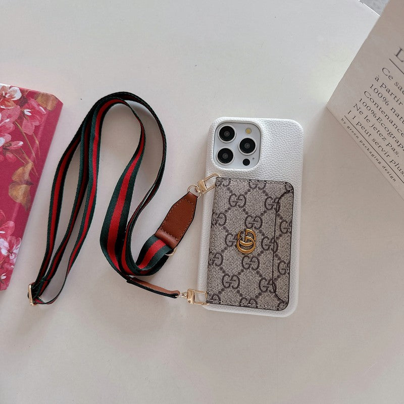 Mála Cárta Préimh Crossbody Cás iPhone Clasaiceach