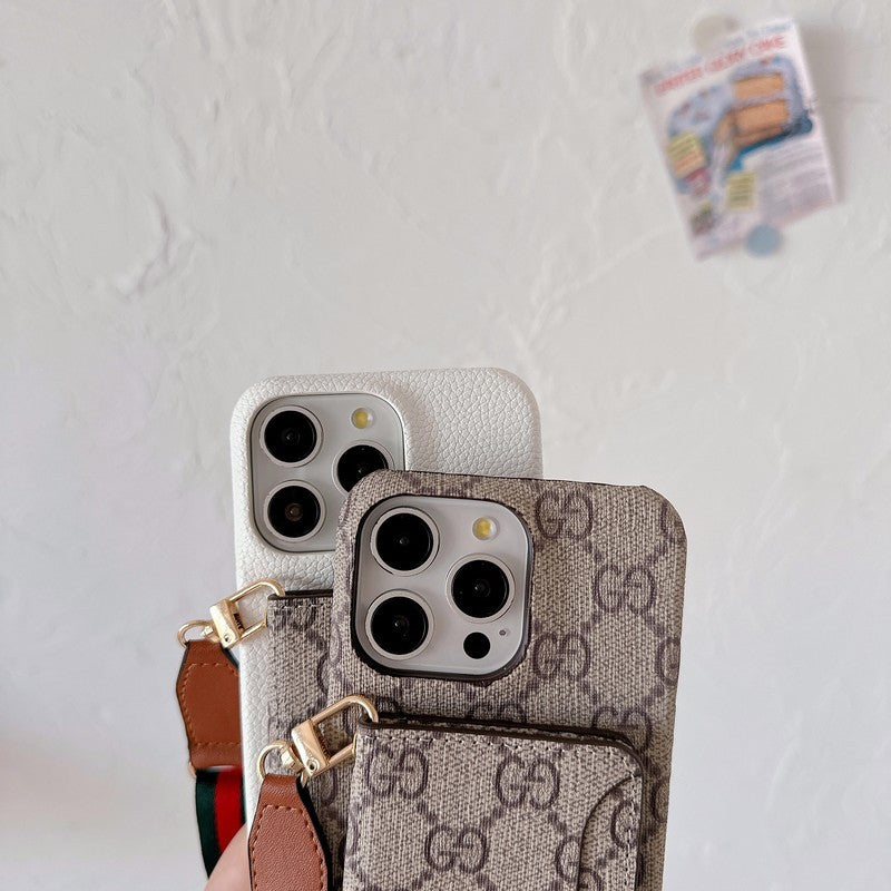 Mála Cárta Préimh Crossbody Cás iPhone Clasaiceach