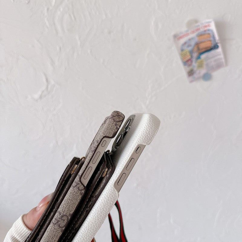 Mála Cárta Préimh Crossbody Cás iPhone Clasaiceach