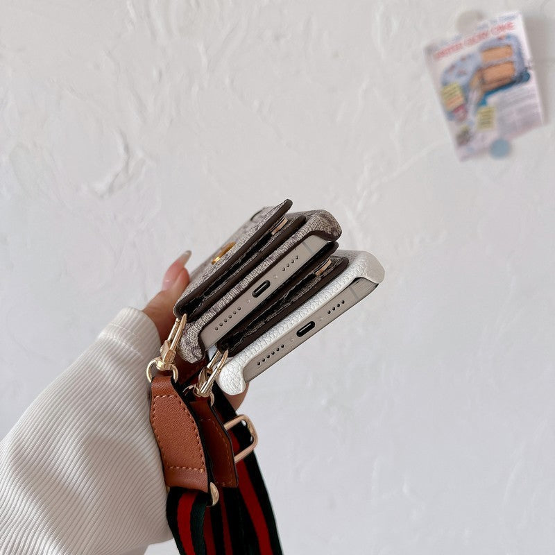 Mála Cárta Préimh Crossbody Cás iPhone Clasaiceach
