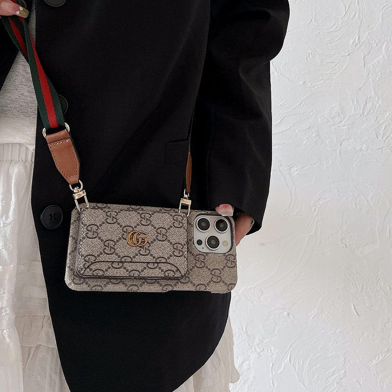 Mála Cárta Préimh Crossbody Cás iPhone Clasaiceach