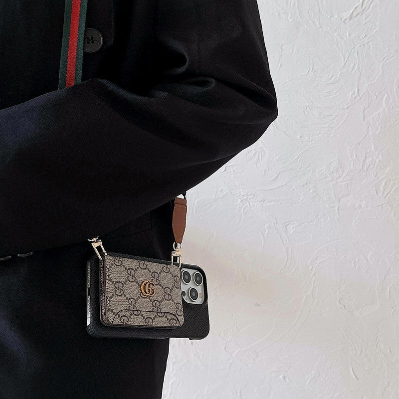 Mála Cárta Préimh Crossbody Cás iPhone Clasaiceach