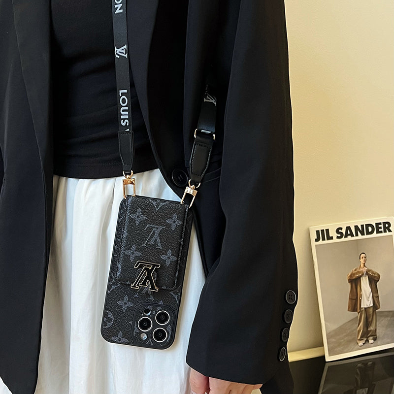 Lyxig Card Bag Chain Svart iPhone-fodral