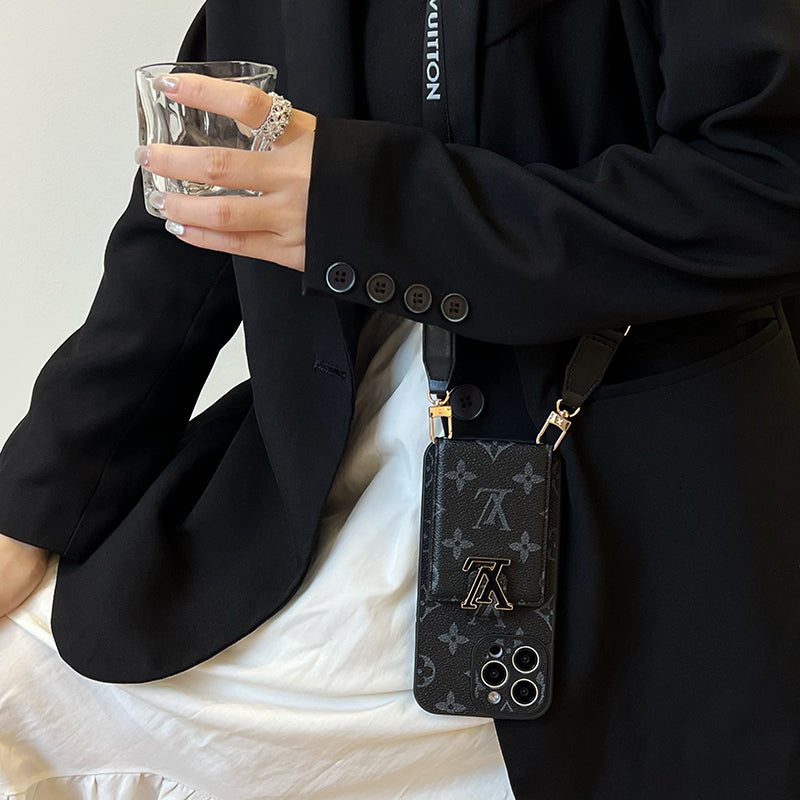 Lyxig Card Bag Chain Svart iPhone-fodral