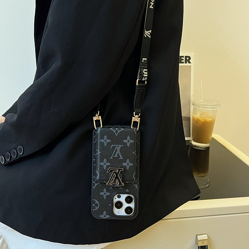 Lyxig Card Bag Chain Svart iPhone-fodral