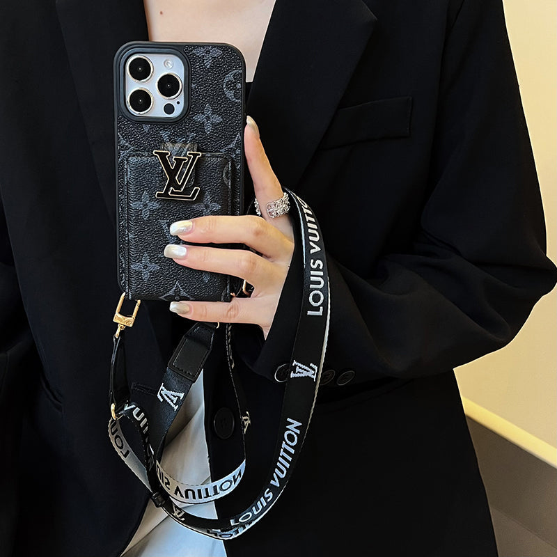 Lyxig Card Bag Chain Svart iPhone-fodral
