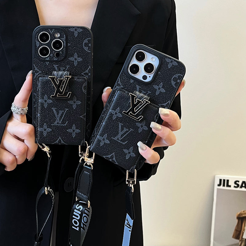 Lyxig Card Bag Chain Svart iPhone-fodral