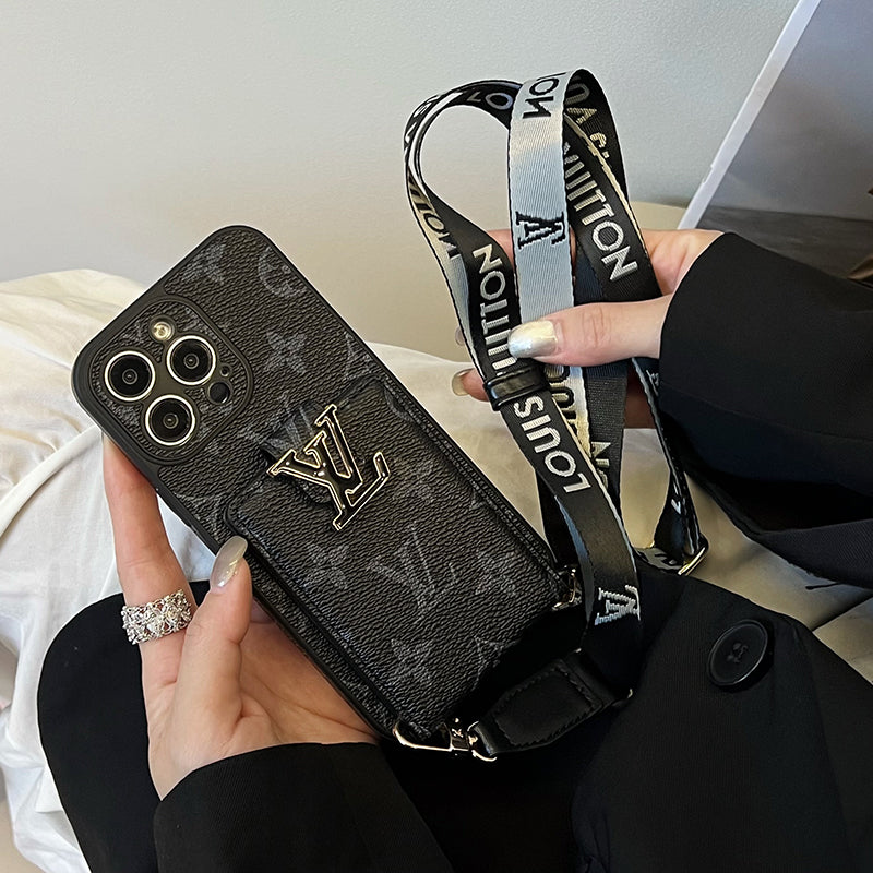 Lyxig Card Bag Chain Svart iPhone-fodral