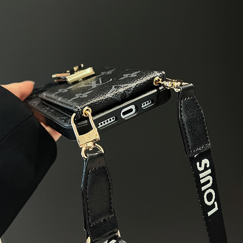 Lyxig Card Bag Chain Svart iPhone-fodral