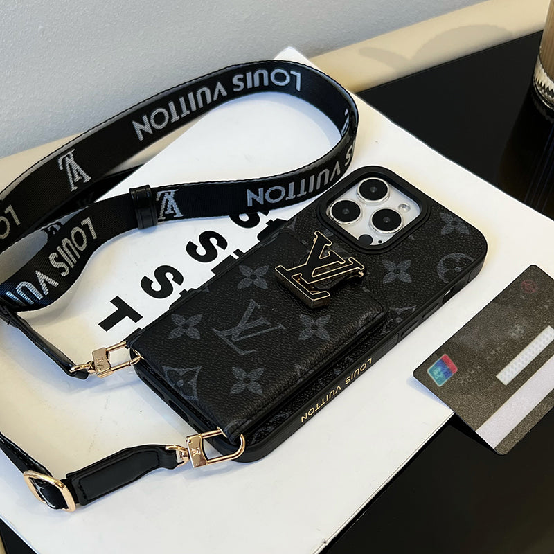 Lyxig Card Bag Chain Svart iPhone-fodral