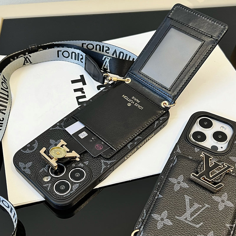 Lyxig Card Bag Chain Svart iPhone-fodral