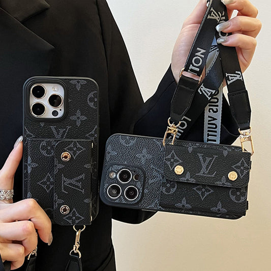 Ylellinen korttilaukkuketju, musta iPhone-kotelo