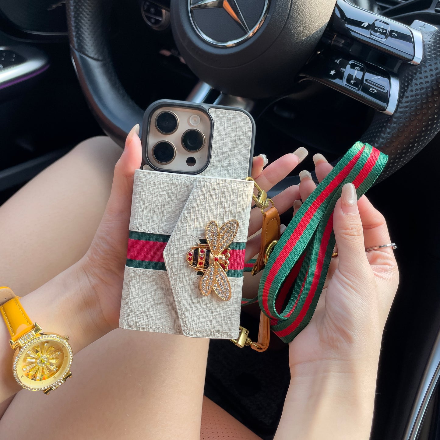 Étui pour iPhone à bandoulière avancé haut de gamme avec porte-cartes & Bandoulière