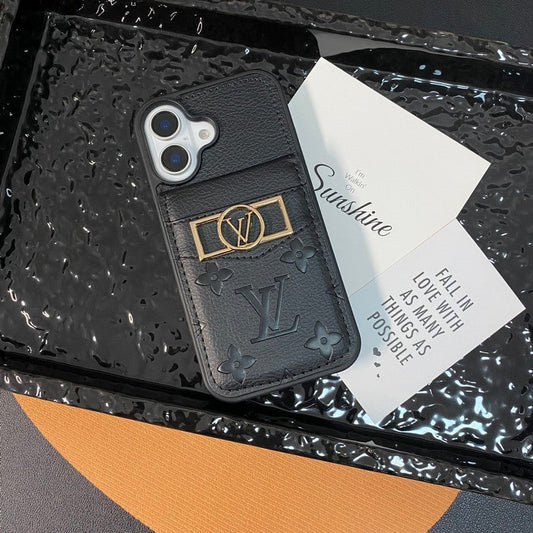 Luksuskorttilaukku Kultalogoinen iPhone-kotelo