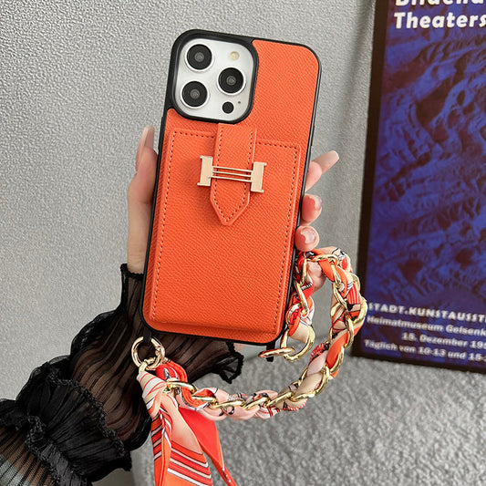 H Card Bag Huivit Nahkainen iPhone-kotelo