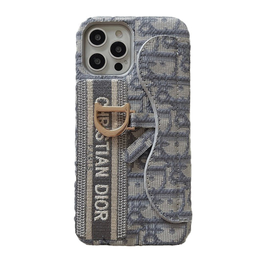 Modna črna & siva torba za kartice iz tkanine, etui za iPhone